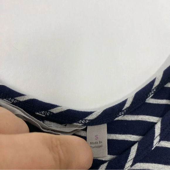 Athleta Womens Small Navy Gray Striped Racerback Super Swing Tank Dress Pockets - Picture 7 of 8